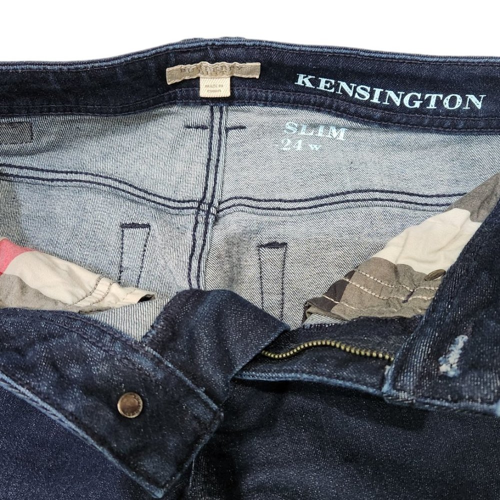 Burberry Brit Women’s Skinny Slim Kensington Mid-Rise Dark Wash Denim Size 24 - Picture 7 of 13